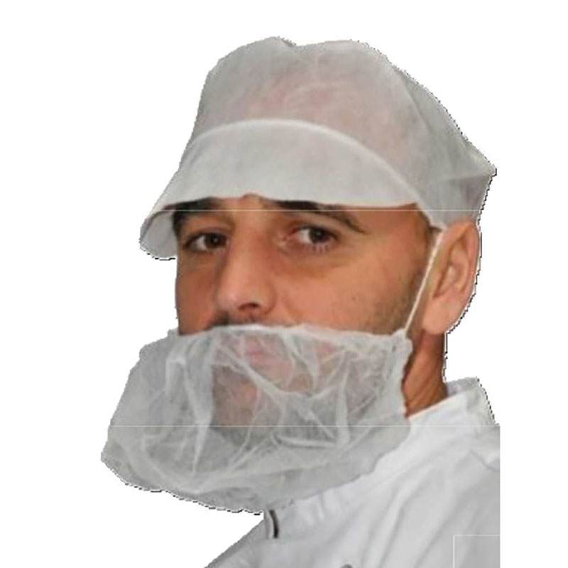 Cache barbe blanc en polypropylène avec élastique derrière la tête